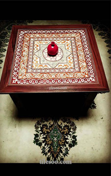 کاشی دست ساز سوسن-میز عسلی سنتی