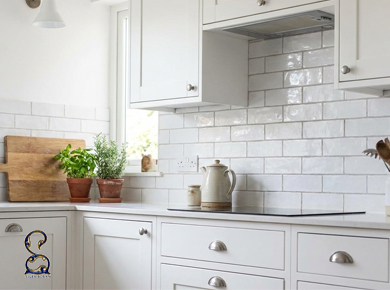 بهترین رنگ کاشی مترویی بین کابینتی برای کابینت سفید