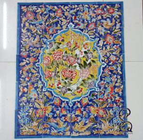 طرح نقاشی گل ومرغ روی کاشی
