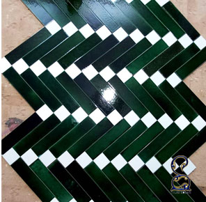 کاشی برشی و مترویی سفید و سبز