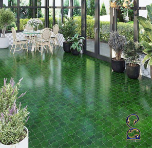 کاشی شمسه و چلیپا واترجت سبز برای کف و دیوار