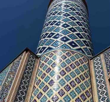کاشی گلدسته مسجد کاملا دست ساز